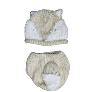 Baby Fox Hat and Diaper Cover Set Cloud Island Beige photoshoot newborn fuzzy